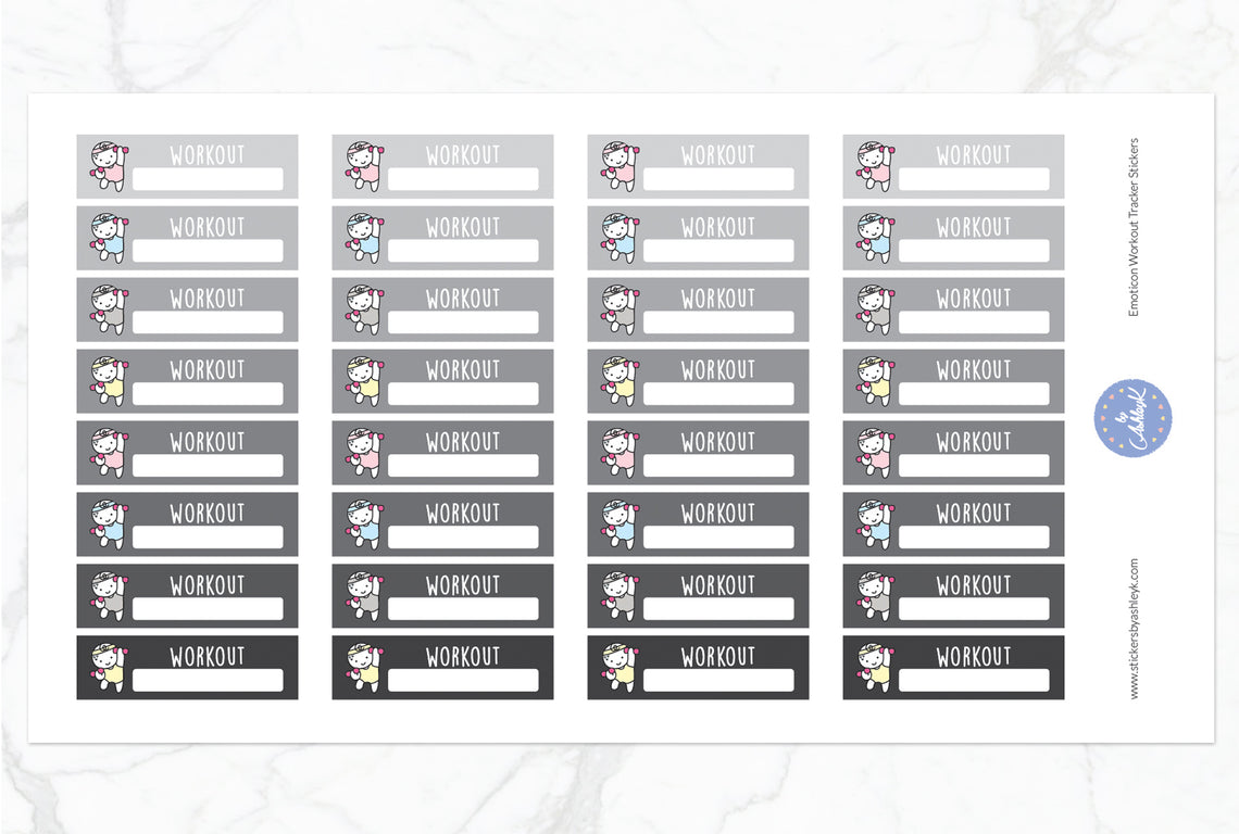 Emoticon Workout Tracker Stickers - Monochrome