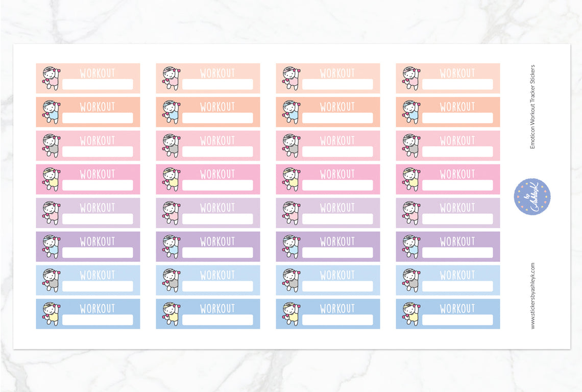 Emoticon Workout Tracker Stickers - Pastel Sunset
