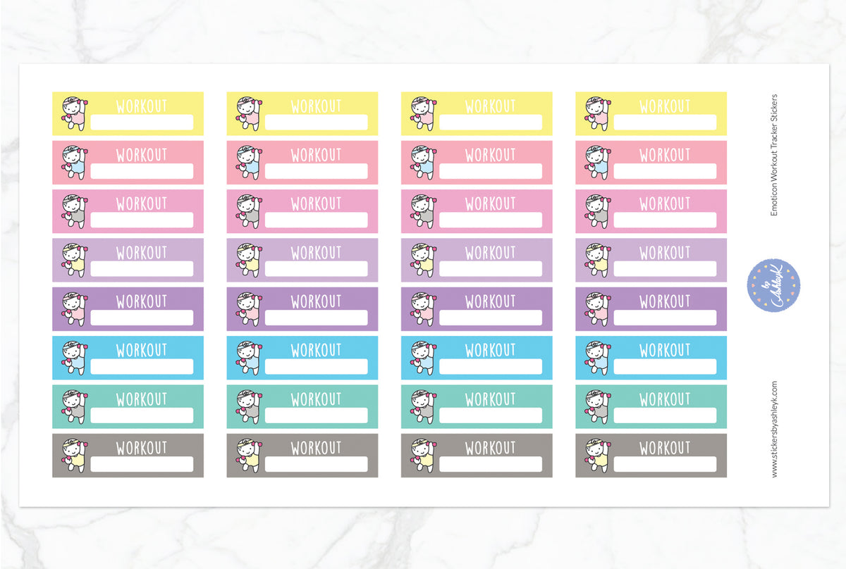 Emoticon Workout Tracker Planner Stickers – Stickers by AshleyK