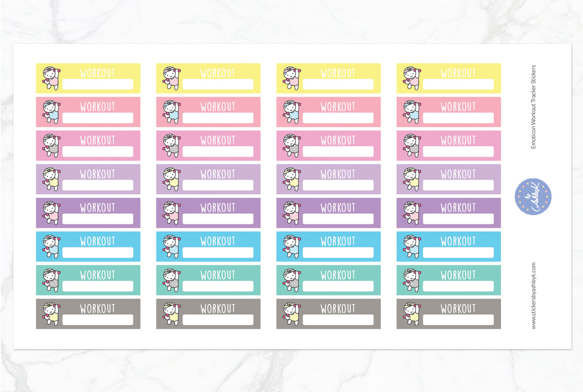 Emoticon Workout Tracker Stickers - Pastel