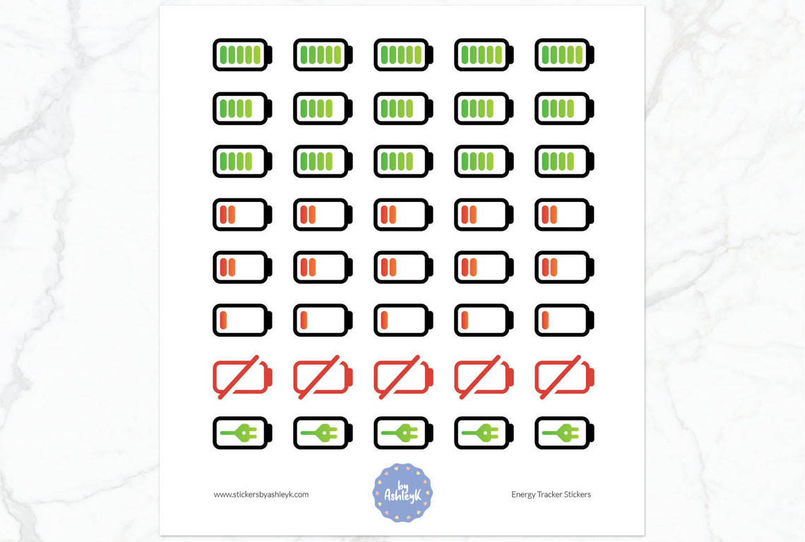 Energy Tracker Planner Stickers