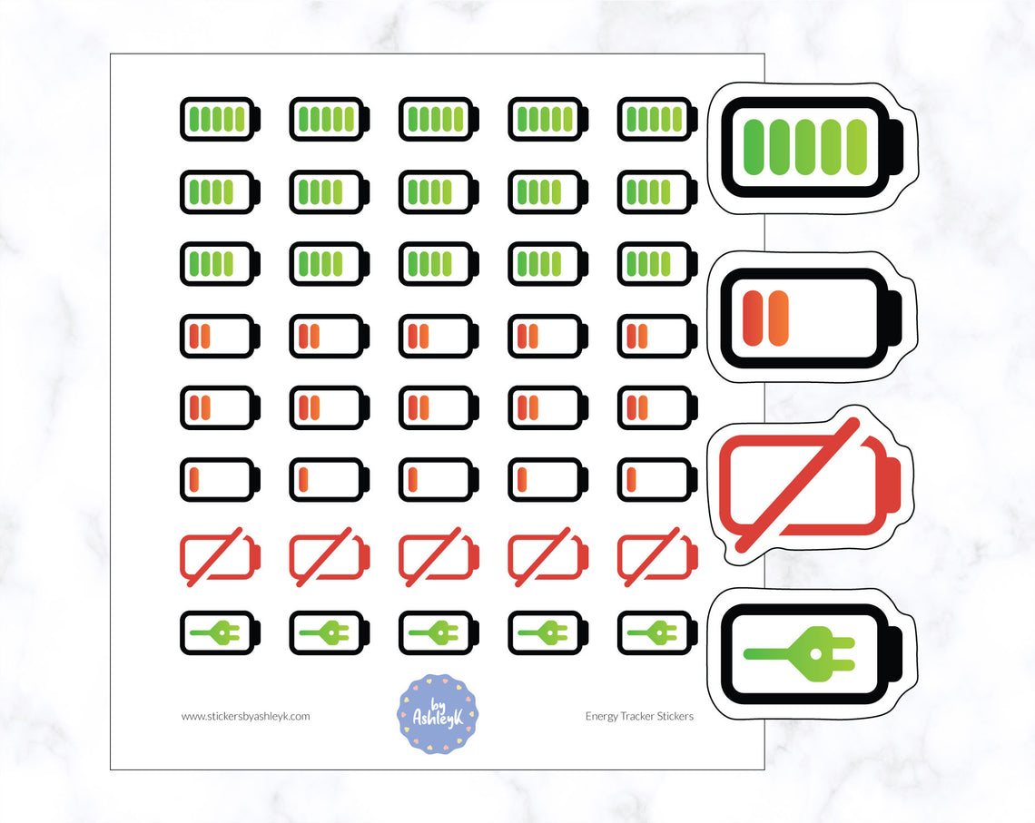 Energy Tracker Planner Stickers