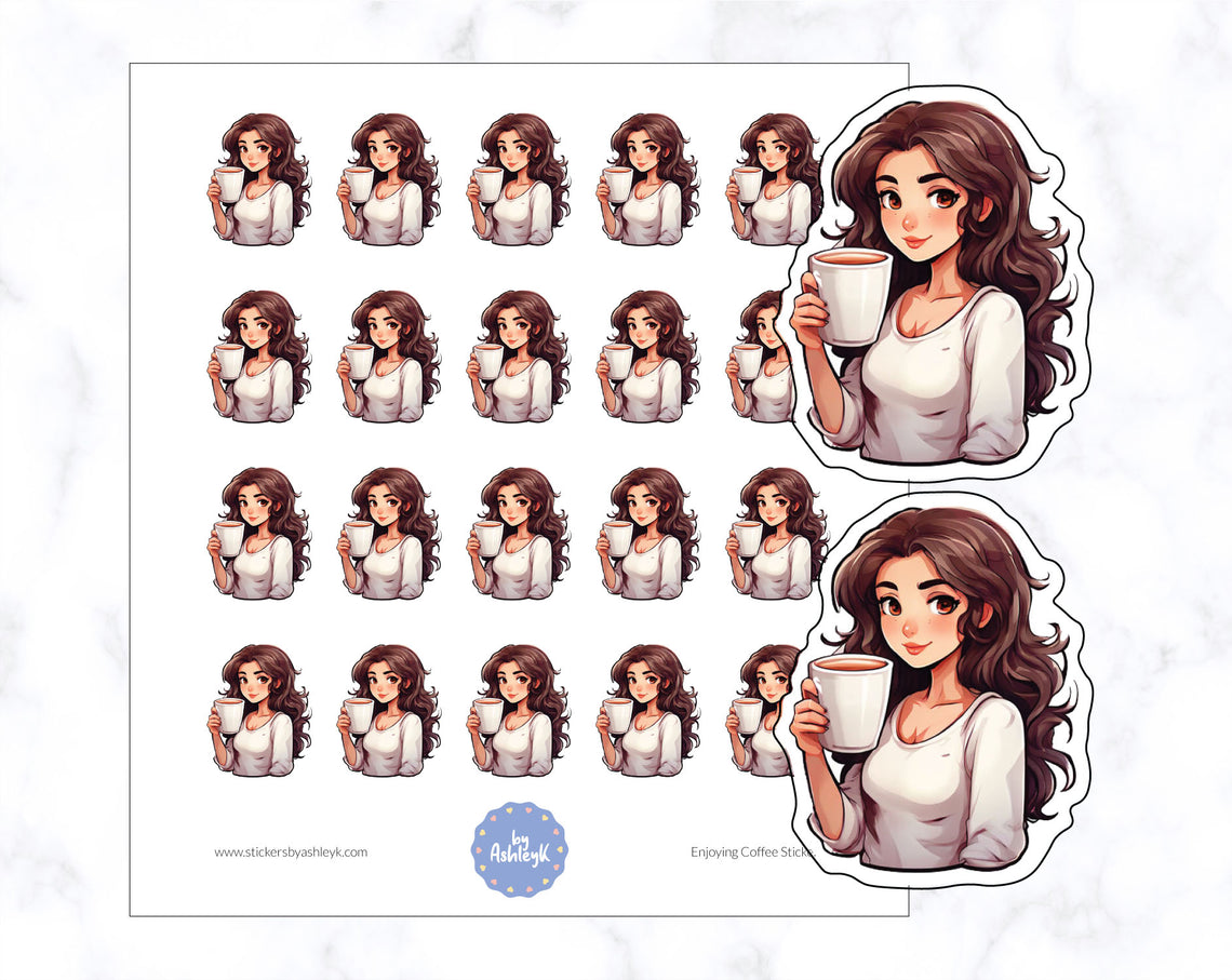 Enjoying Coffee Stickers