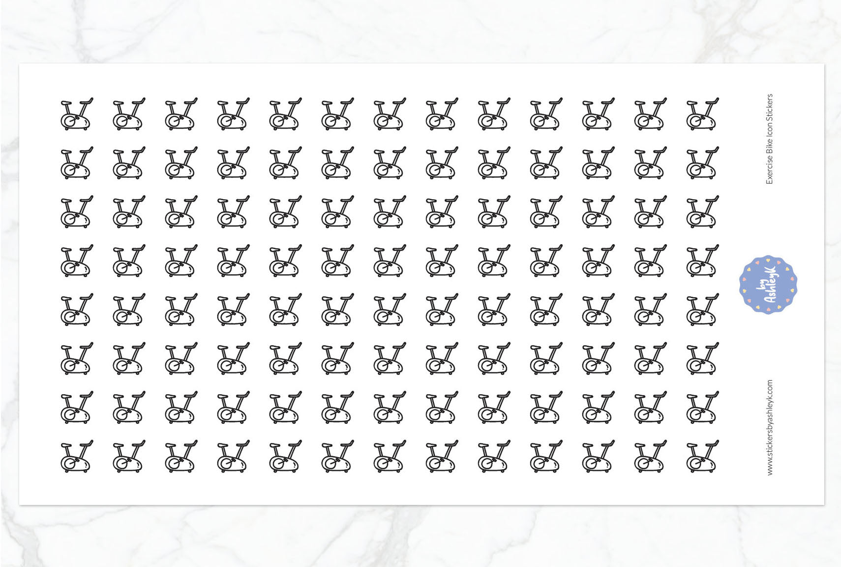 Exercise Bike Icon Planner Stickers - Black