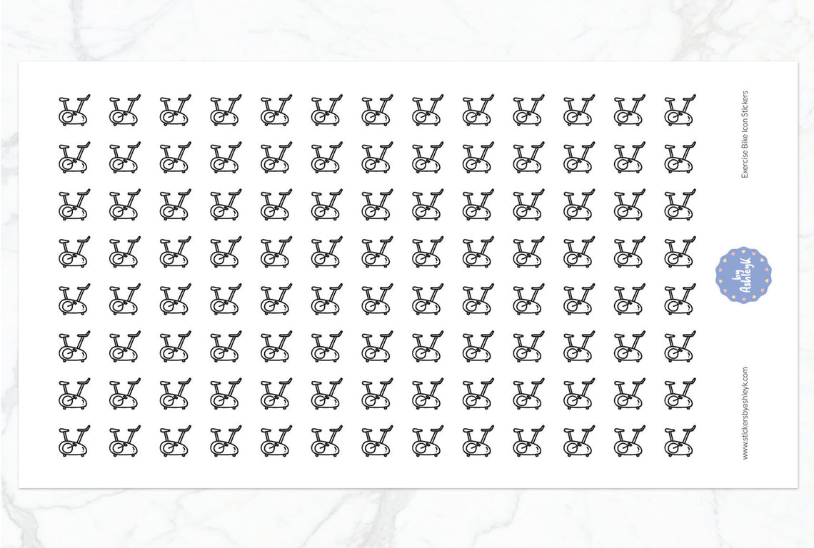 Exercise Bike Icon Planner Stickers - Black