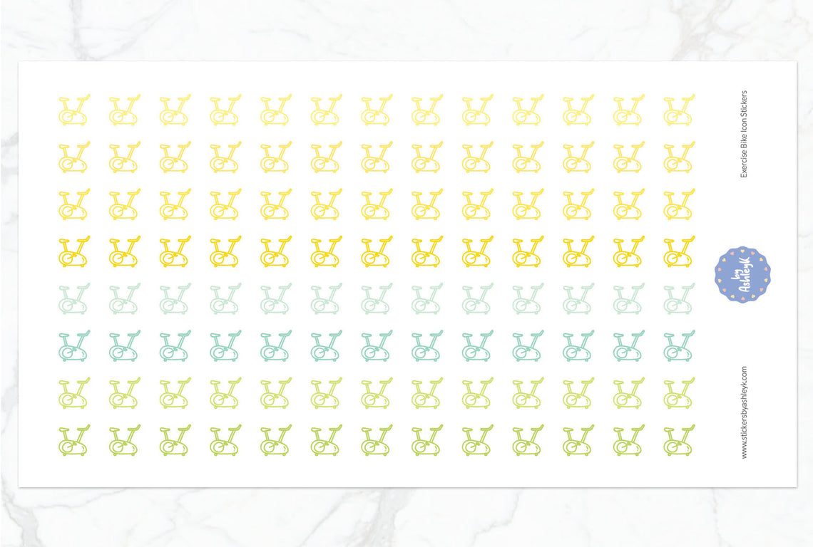 Exercise Bike Icon Planner Stickers - Lemon&Lime