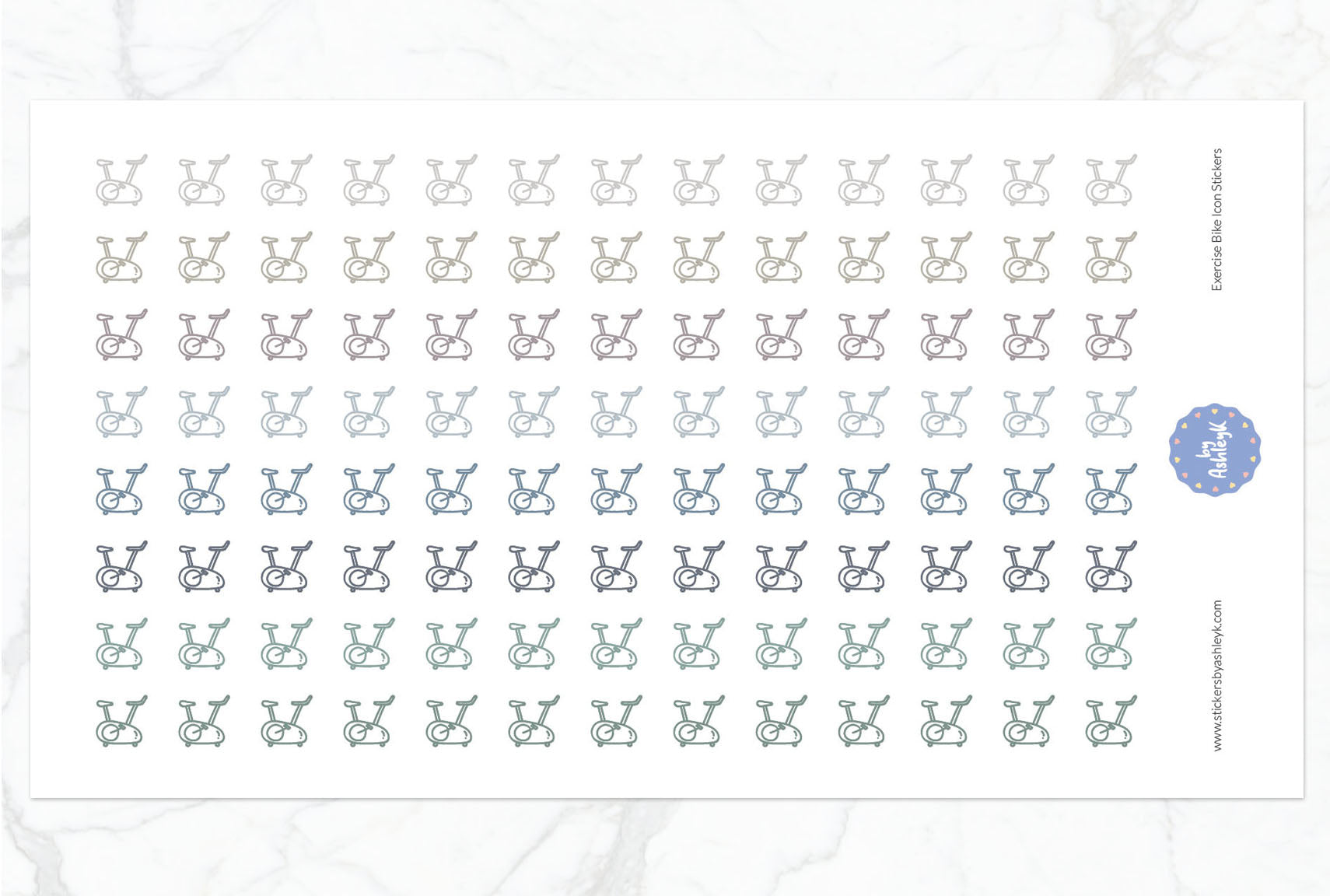 Exercise Bike Icon Planner Stickers - Modern Neutral