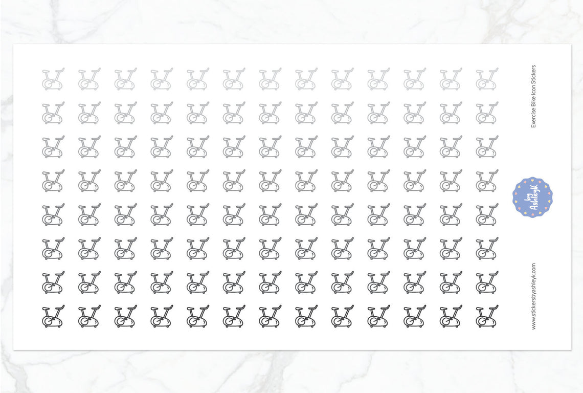 Exercise Bike Icon Planner Stickers - Monochrome