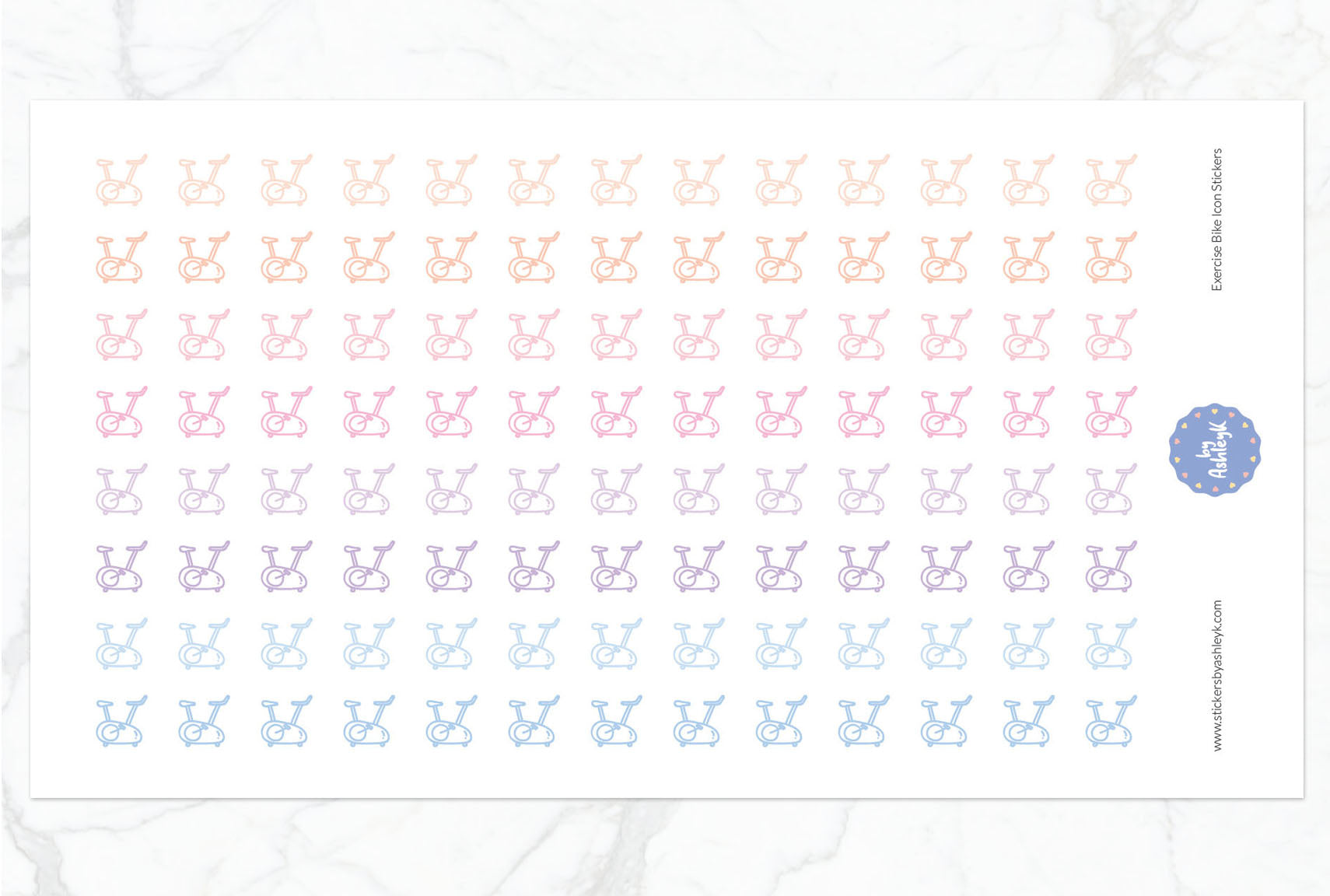 Exercise Bike Icon Planner Stickers - Pastel Sunset