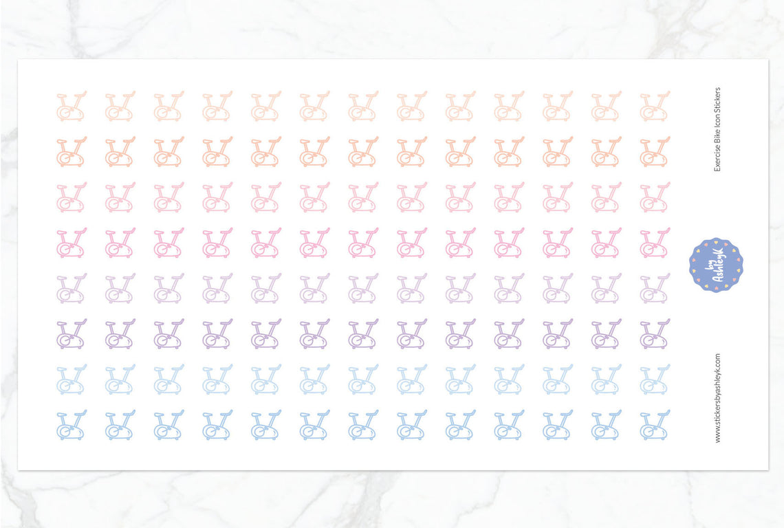 Exercise Bike Icon Planner Stickers - Pastel Sunset
