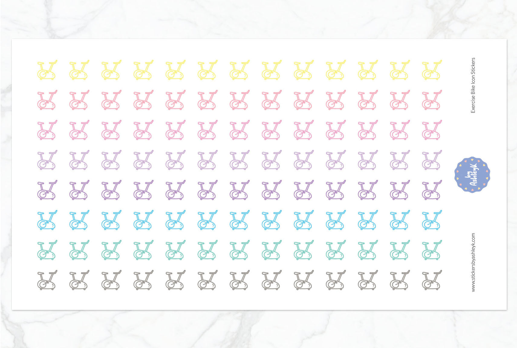 Exercise Bike Icon Planner Stickers - Pastel