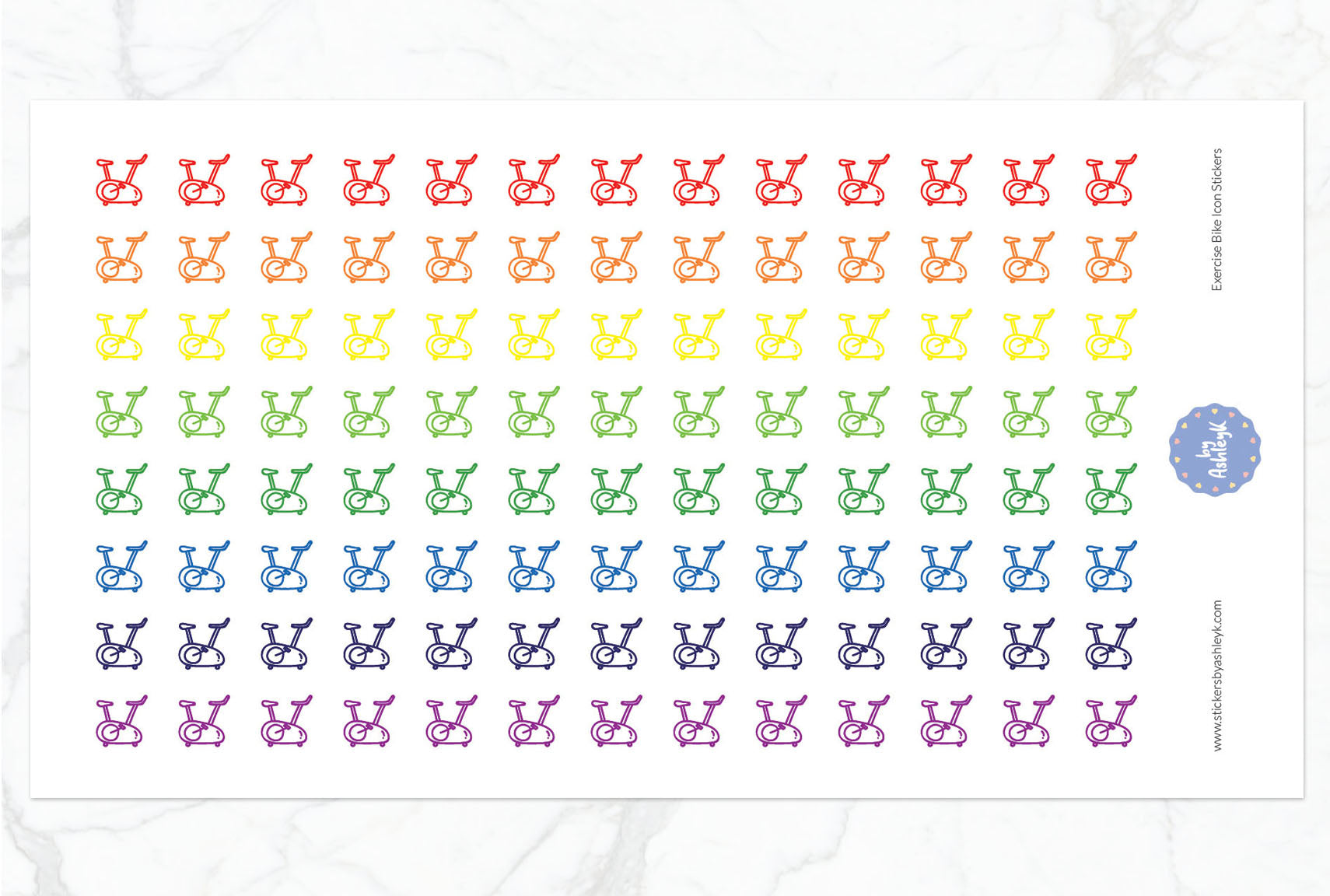Exercise Bike Icon Planner Stickers - Rainbow