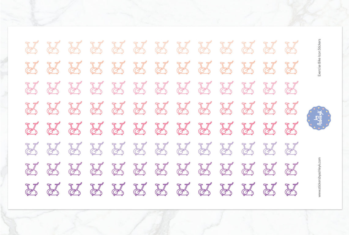 Exercise Bike Icon Planner Stickers - Raspberry
