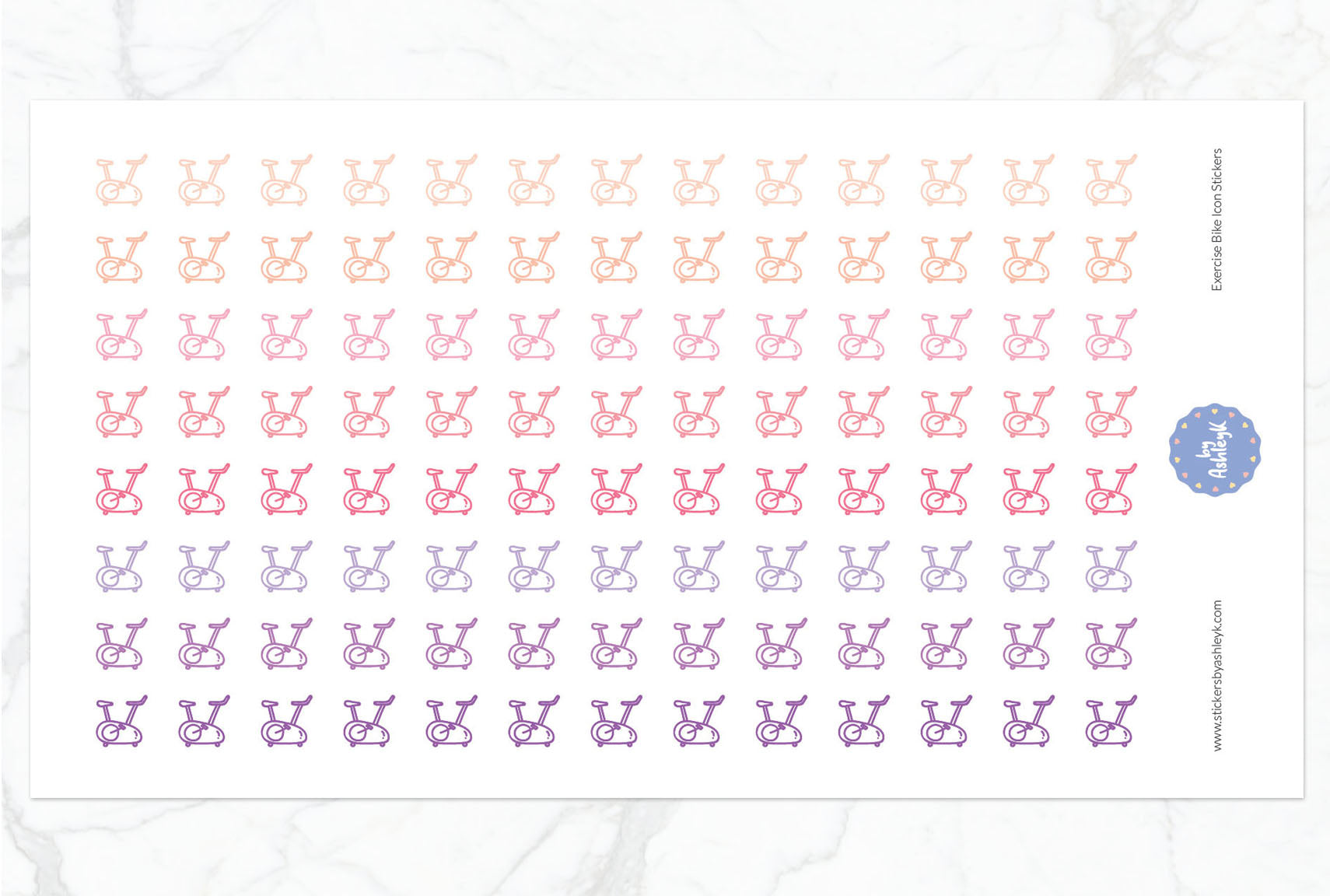 Exercise Bike Icon Planner Stickers - Raspberry