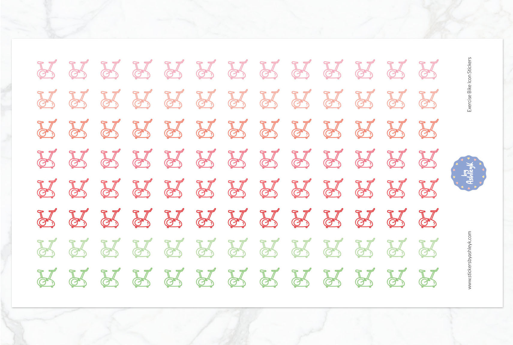 Exercise Bike Icon Planner Stickers - Strawberry