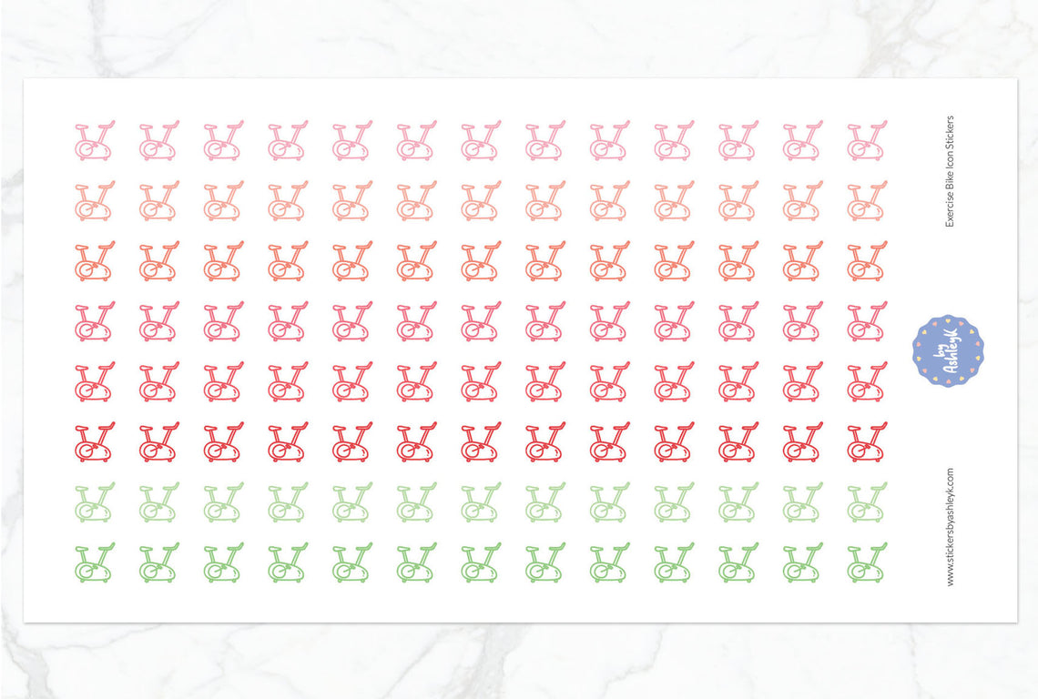 Exercise Bike Icon Planner Stickers - Strawberry