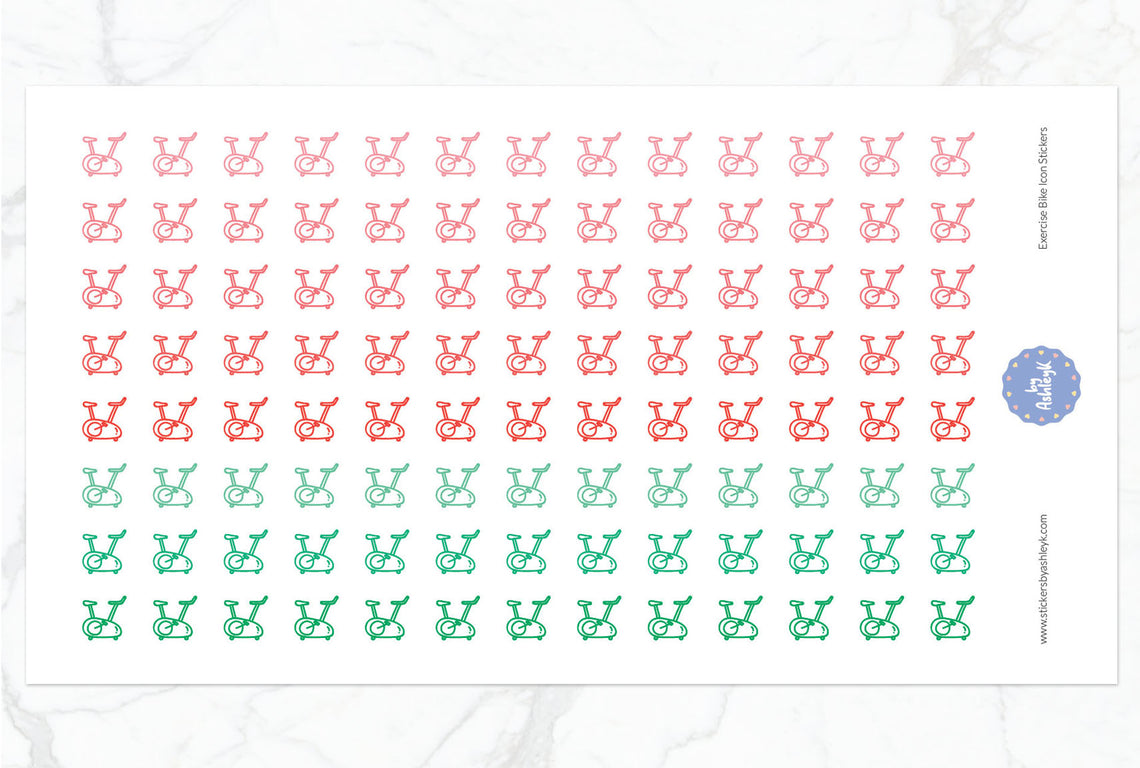 Exercise Bike Icon Planner Stickers - Watermelon