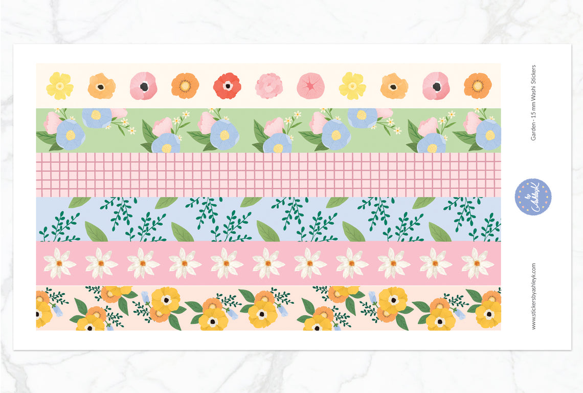 Garden 15 mm Washi Stickers
