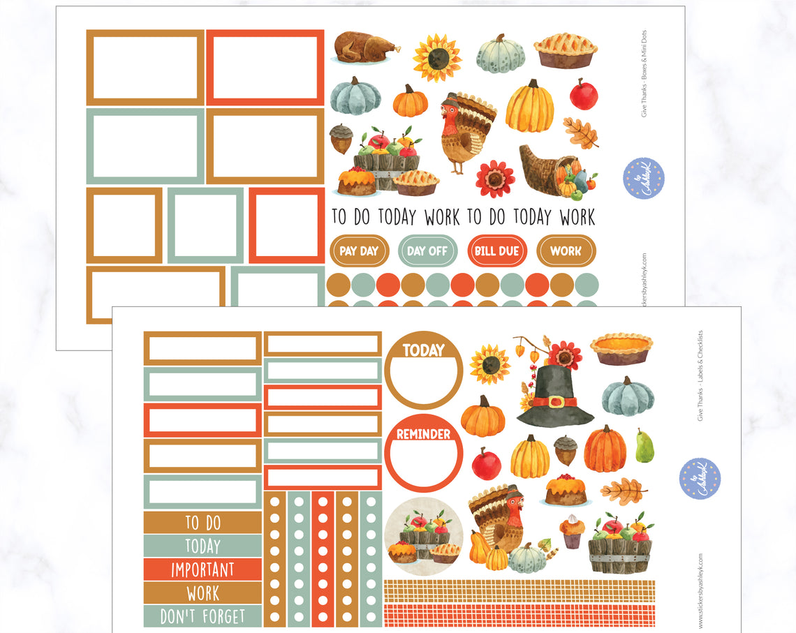 Give Thanks Weekly Spread Stickers