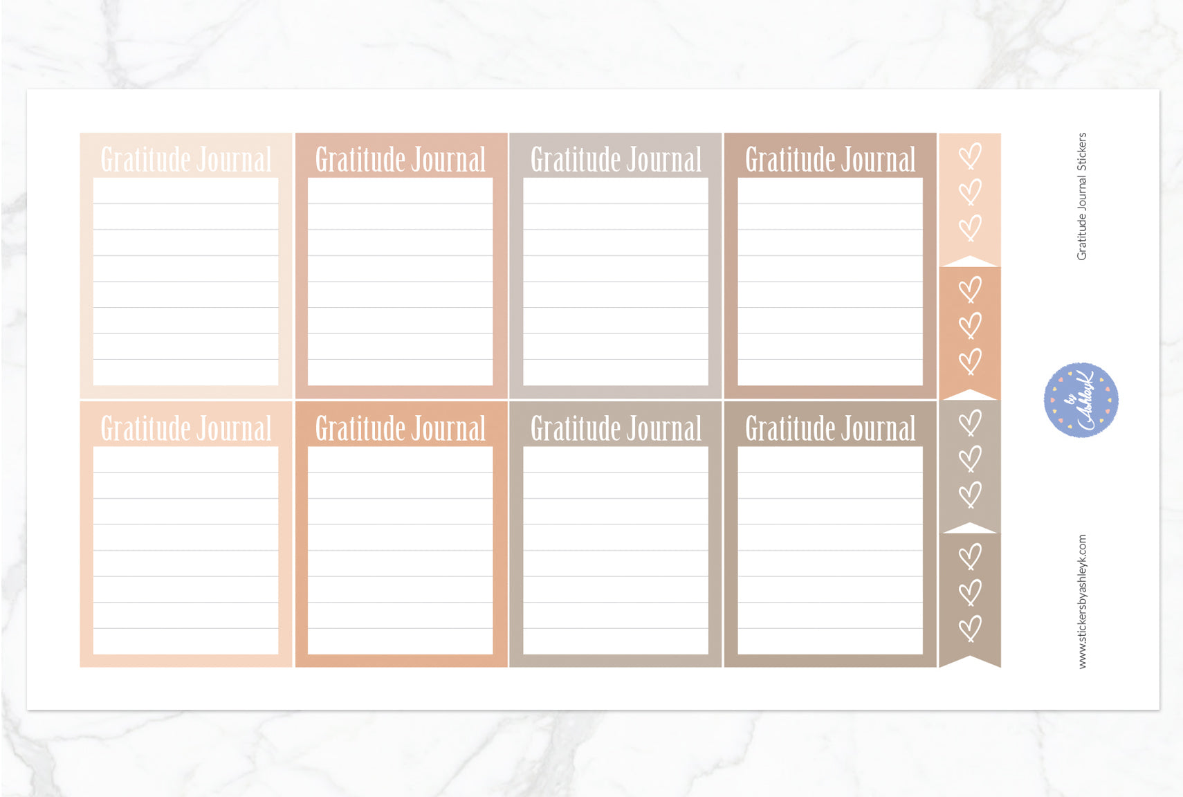 Gratitude Journal Stickers - Beige Neutral