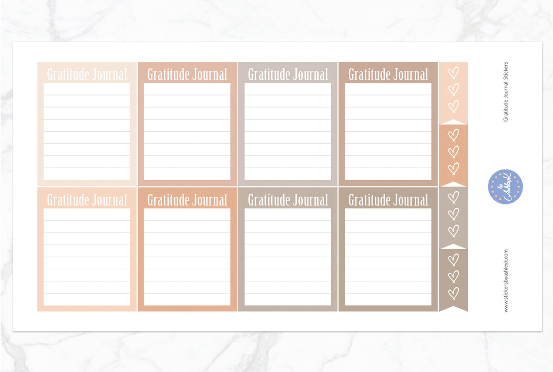 Gratitude Journal Stickers - Beige Neutral