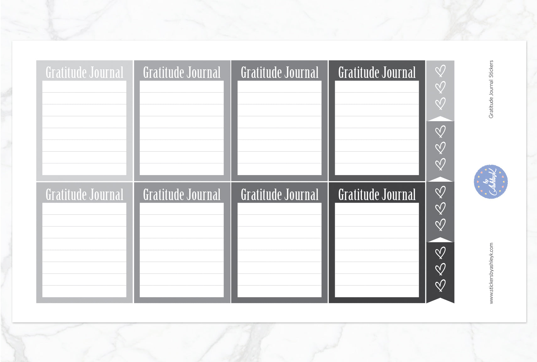 Gratitude Journal Stickers - Monochrome