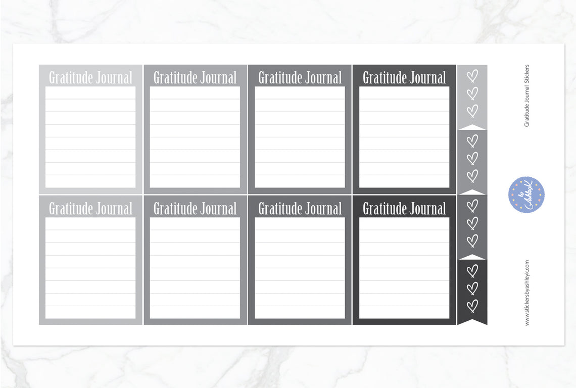 Gratitude Journal Stickers - Monochrome