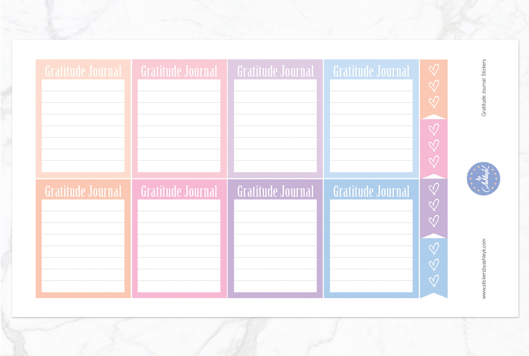 Gratitude Journal Stickers - Pastel Sunset