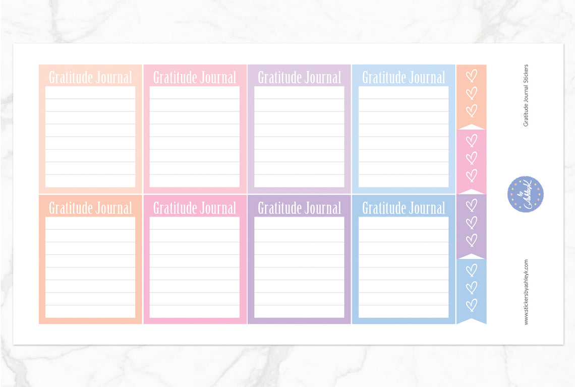 Gratitude Journal Stickers - Pastel Sunset