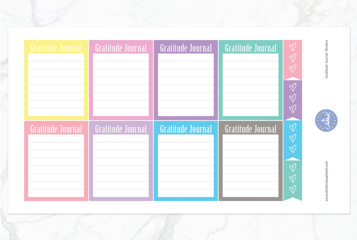 Gratitude Journal Stickers - Pastel