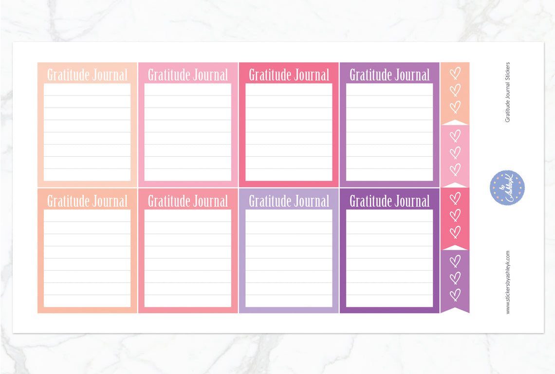 Gratitude Journal Stickers - Raspberry