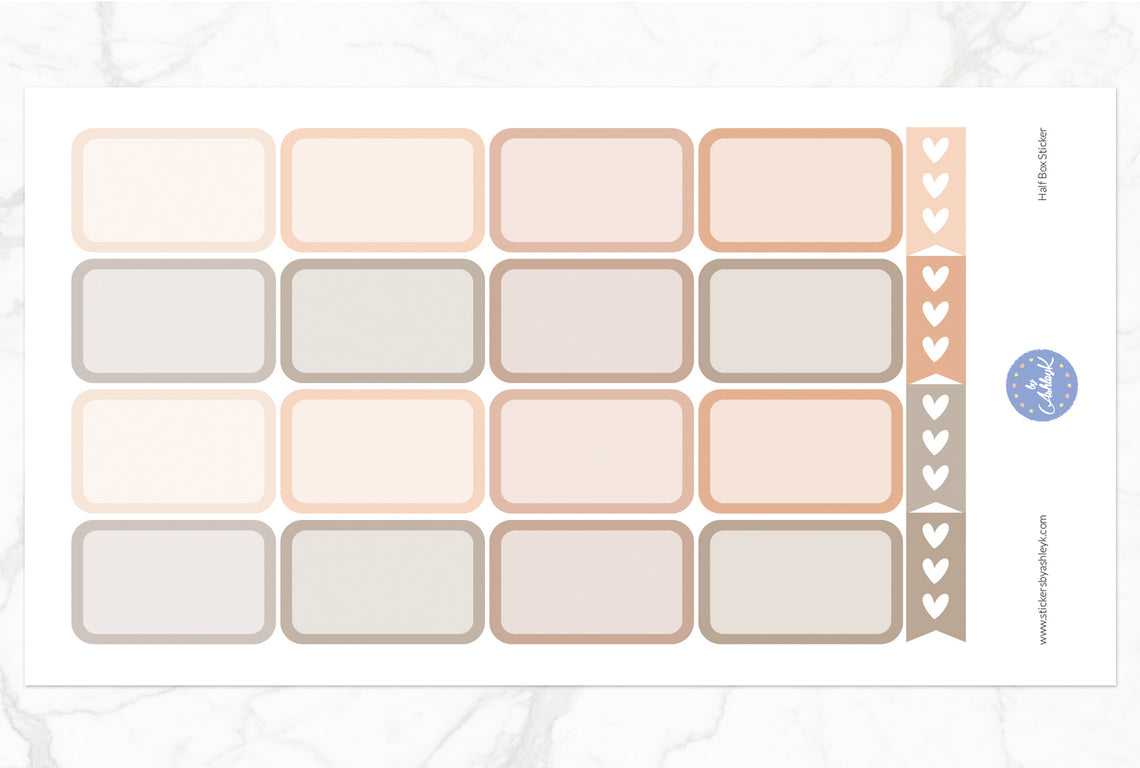Half Box Planner Stickers - Beige Neutral