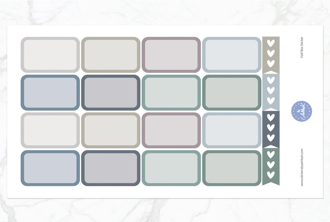 Half Box Planner Stickers - Modern Neutral