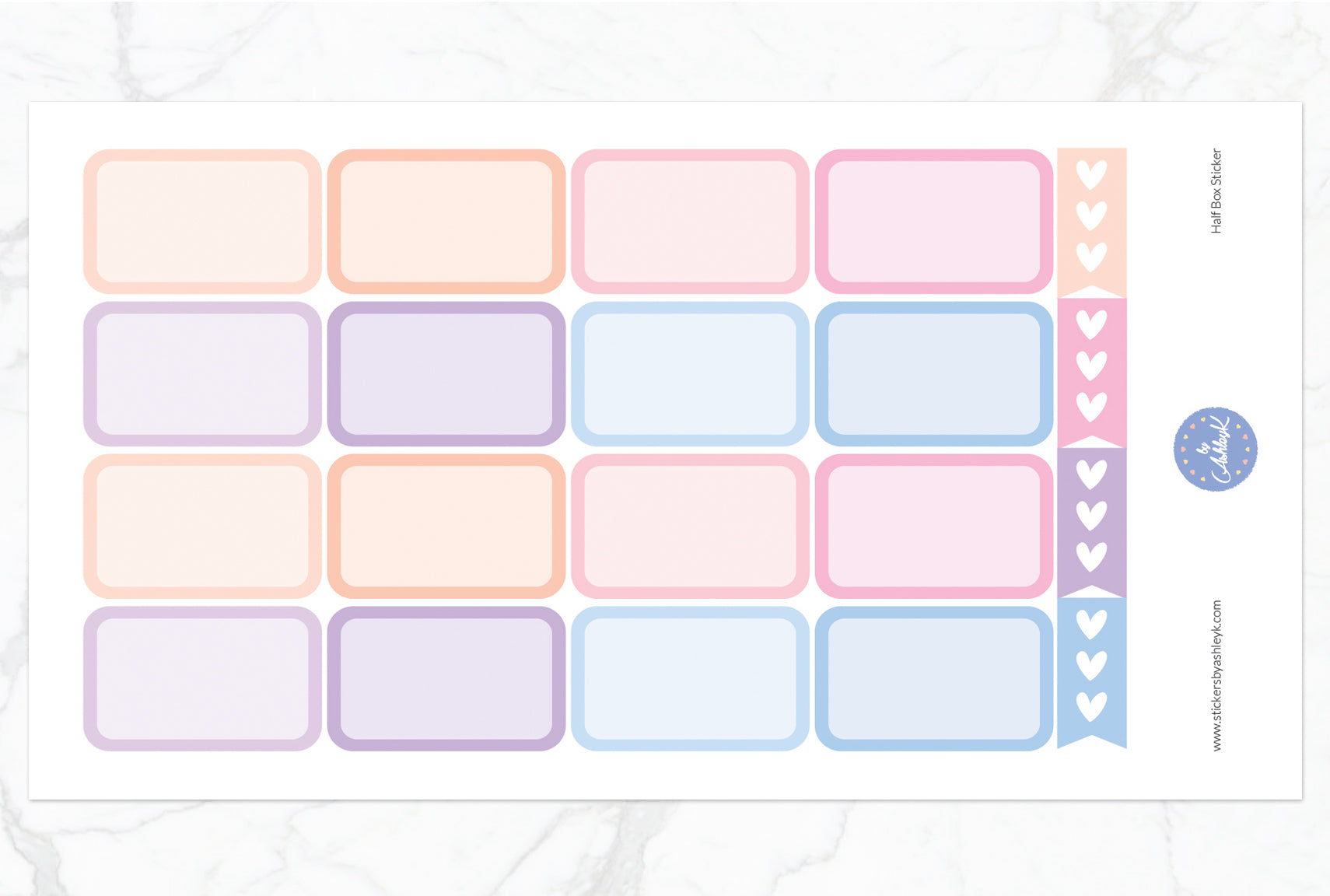 Half Box Planner Stickers - Pastel Sunset