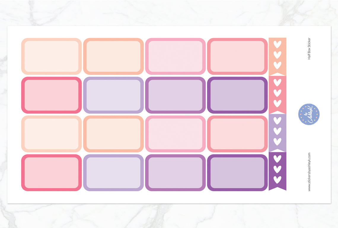 Half Box Planner Stickers - Raspberry