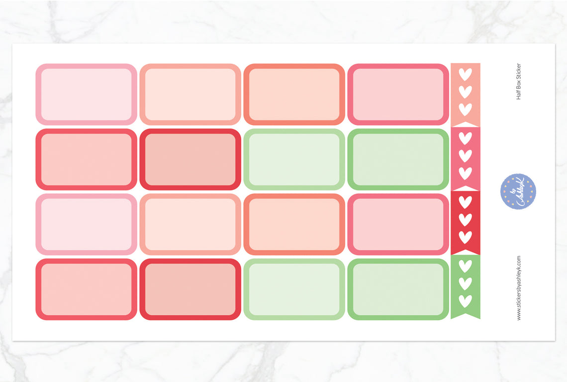 Half Box Planner Stickers - Strawberry