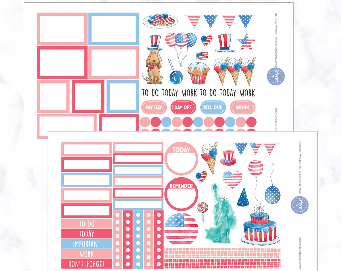 Happy Independence Day Weekly Spread Planner Stickers