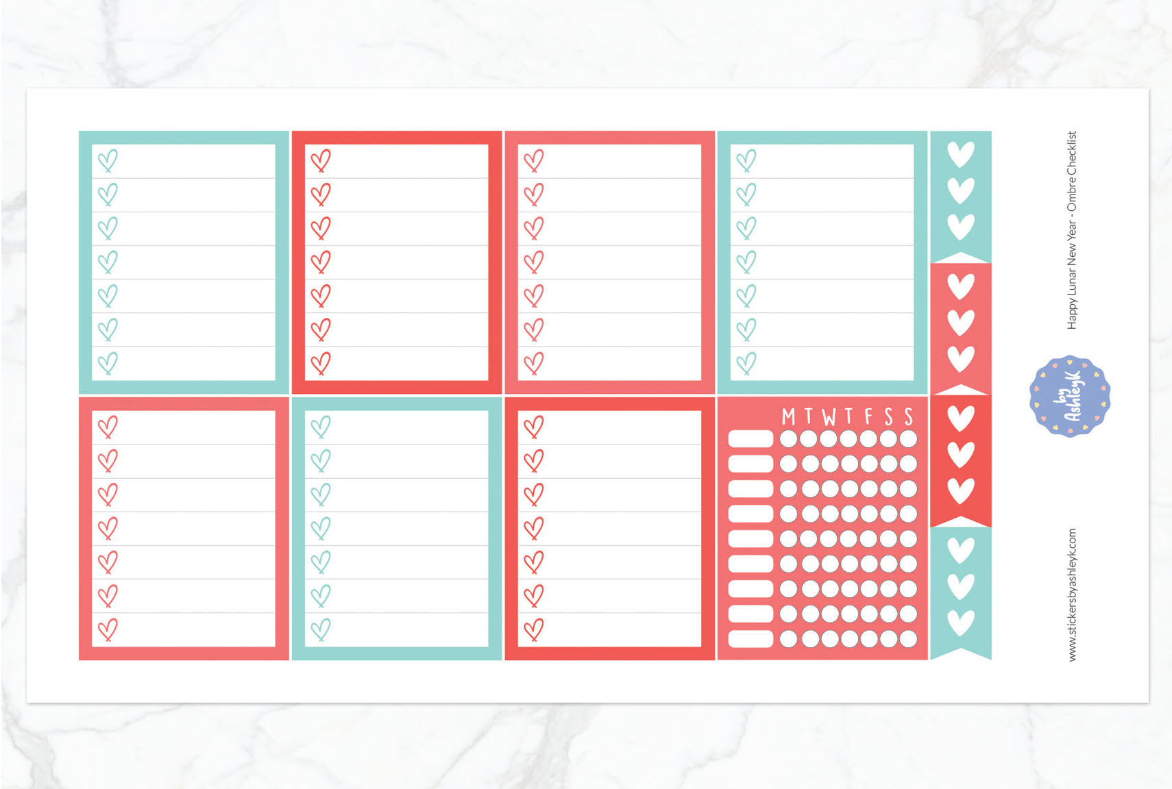 Happy Lunar New Year Weekly Kit  - Ombre Checklist Sheet