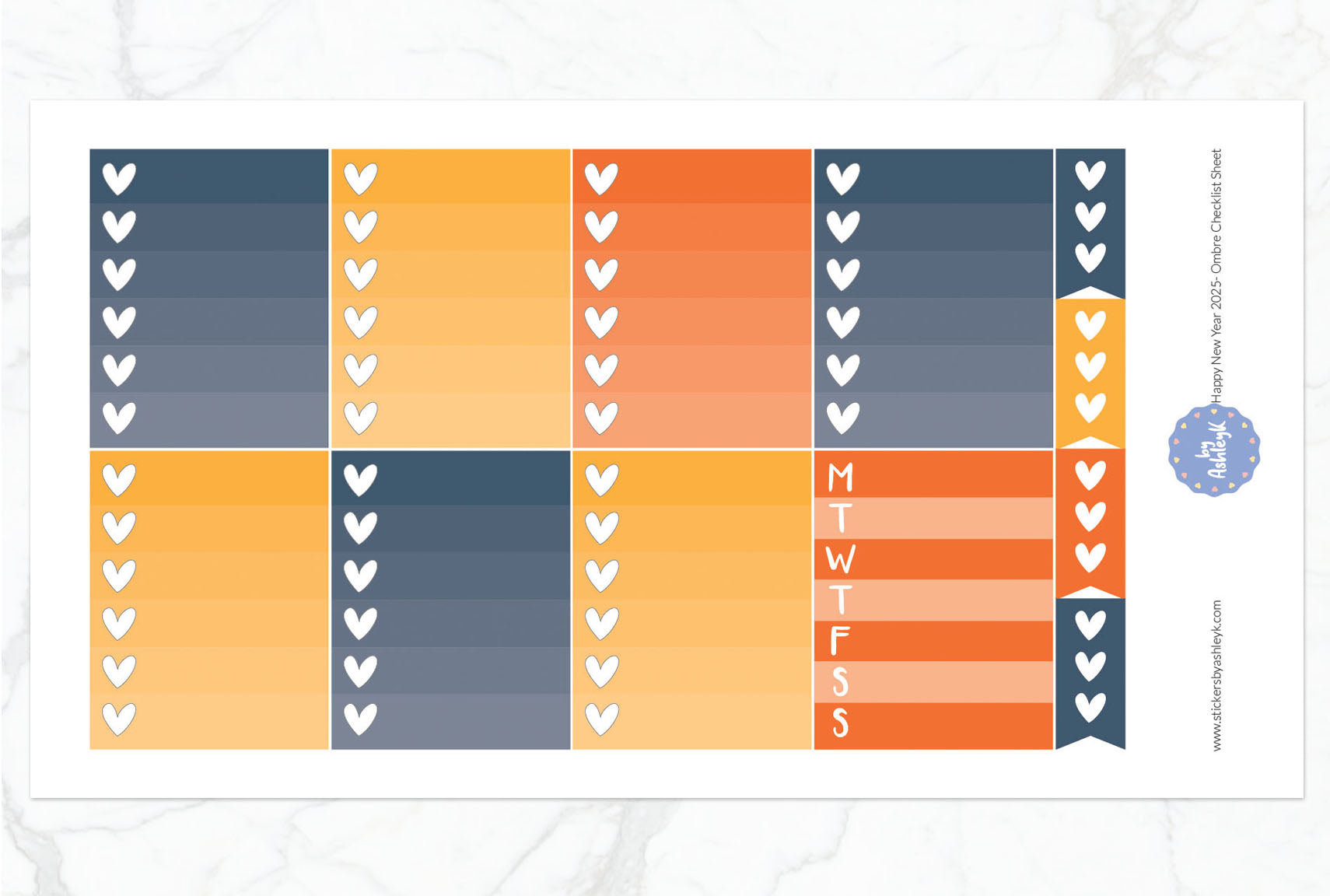 Happy New Year 2026 Weekly Kit  - Ombre Checklist Sheet