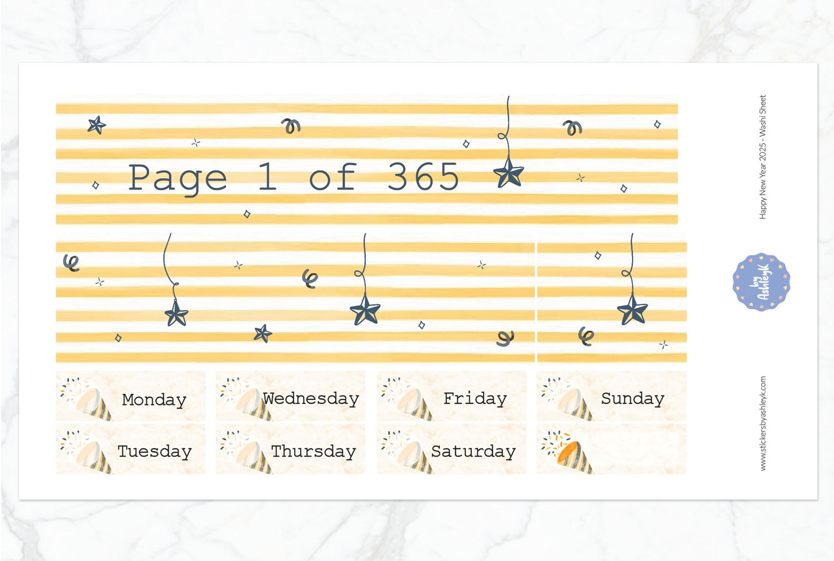 Happy New Year 2026 Weekly Kit  - Washi Sheet