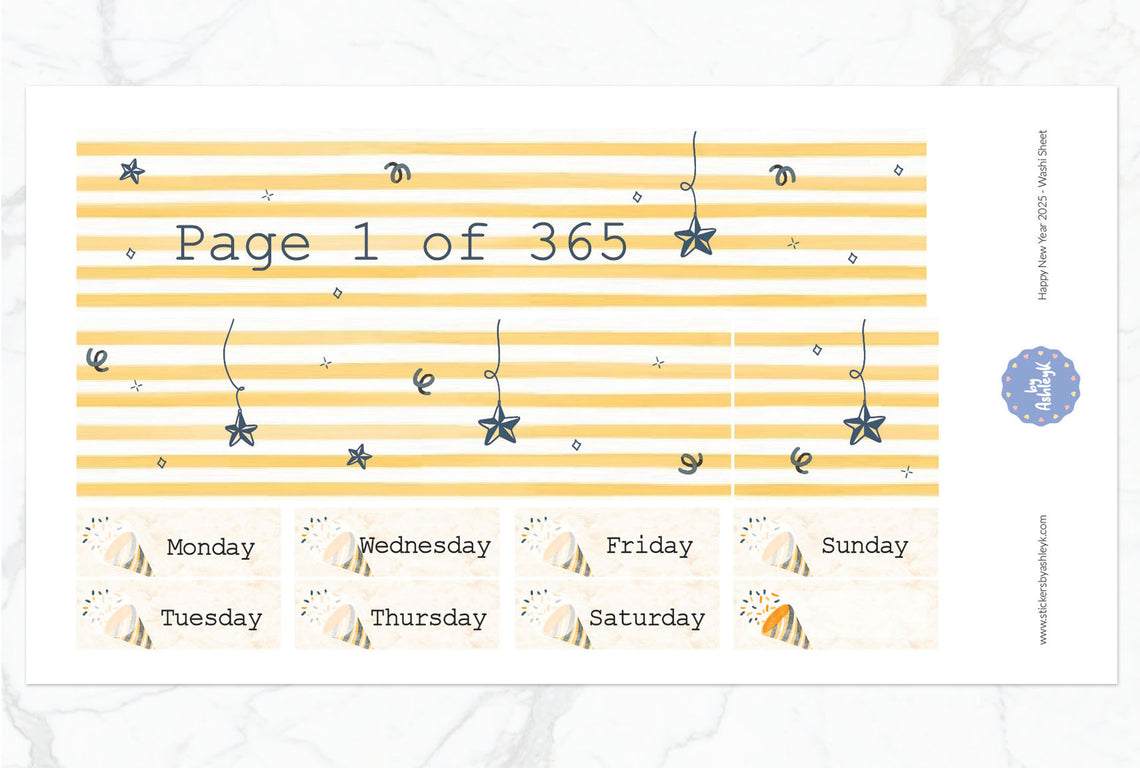 Happy New Year 2026 Weekly Kit  - Washi Sheet