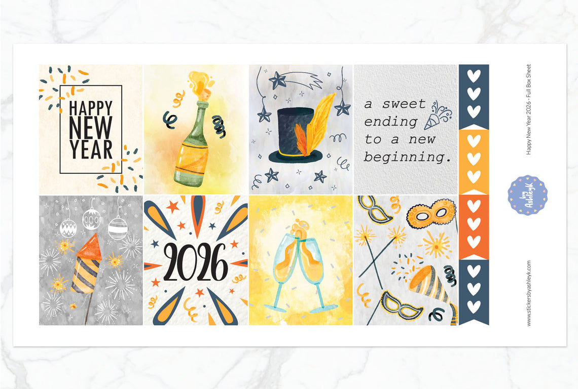 Happy New Year 2026 Weekly Kit  - Full Box Sheet