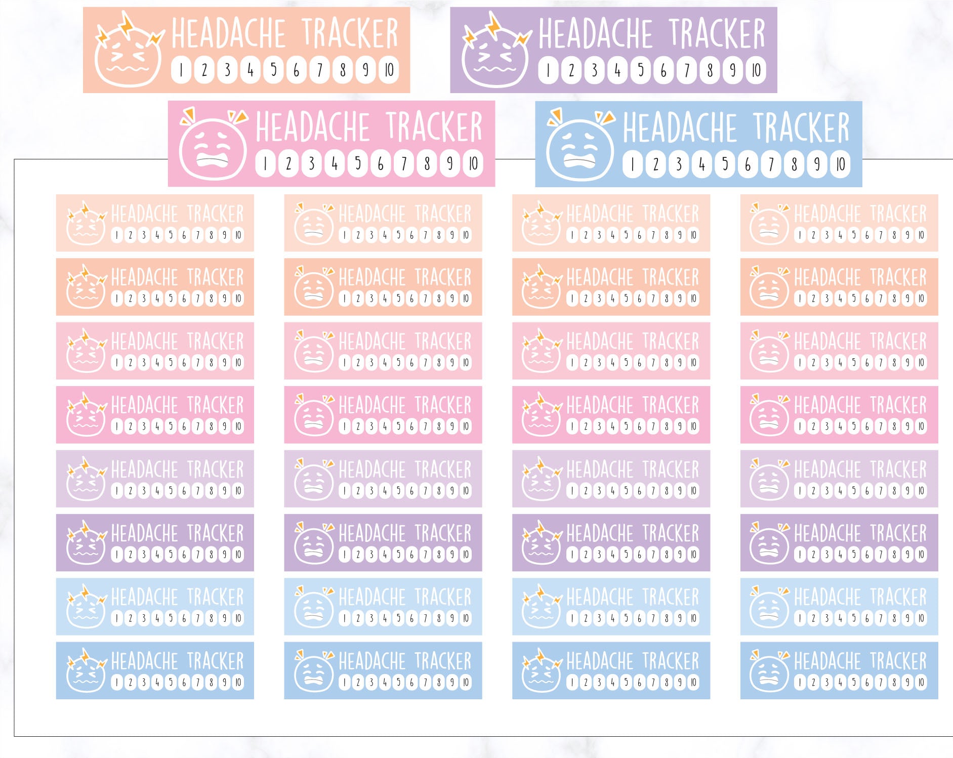 Headache Tracker Planner Stickers
