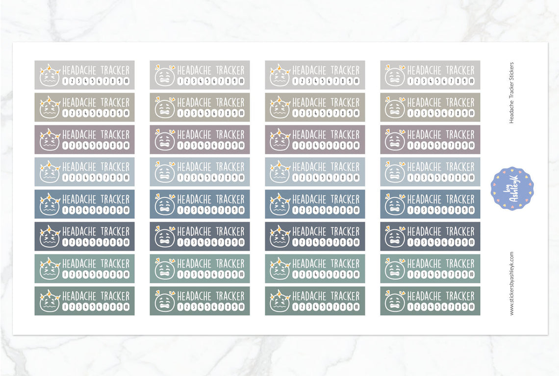 Headache Tracker Planner Stickers - Modern Neutral