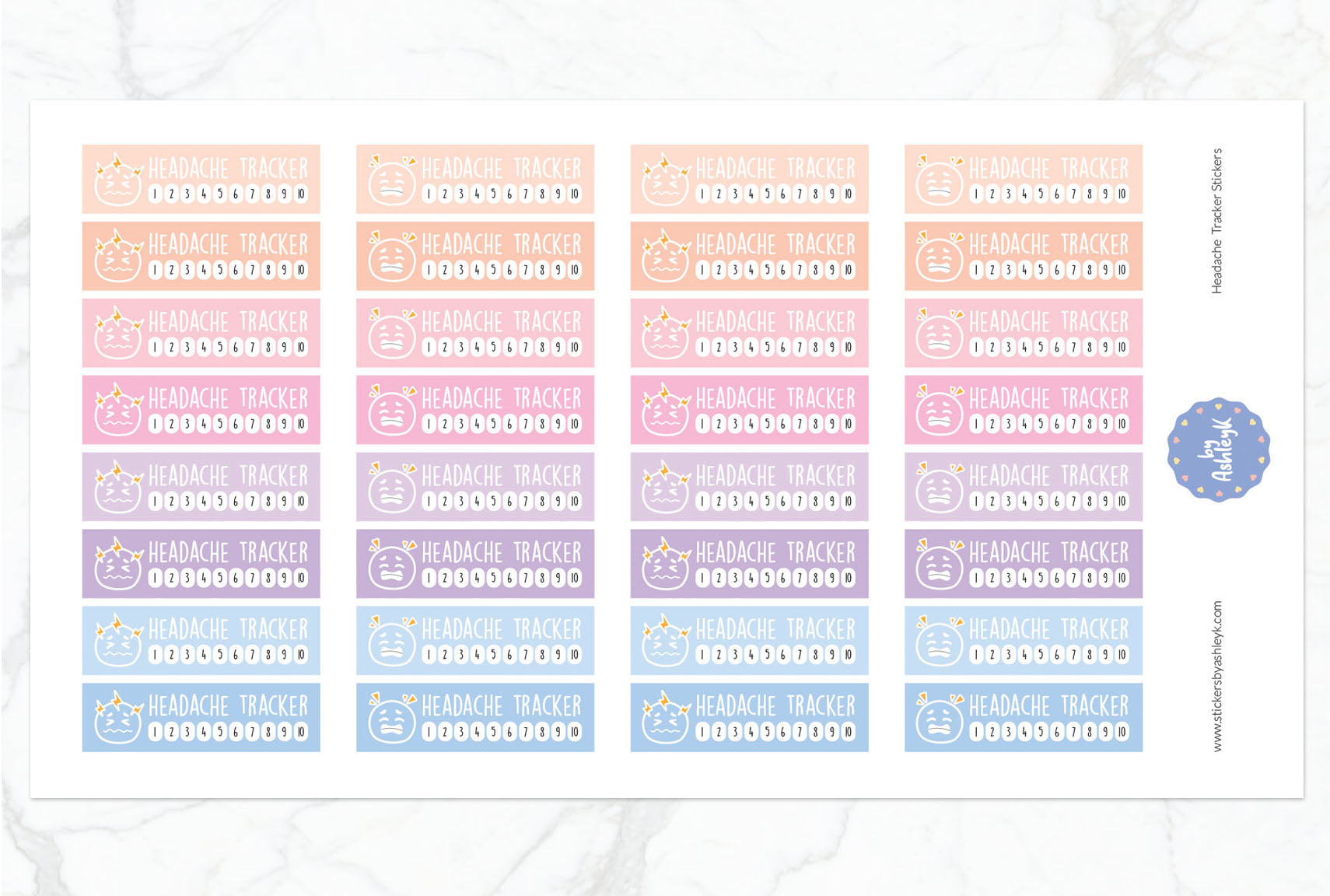Headache Tracker Planner Stickers - Pastel Sunset