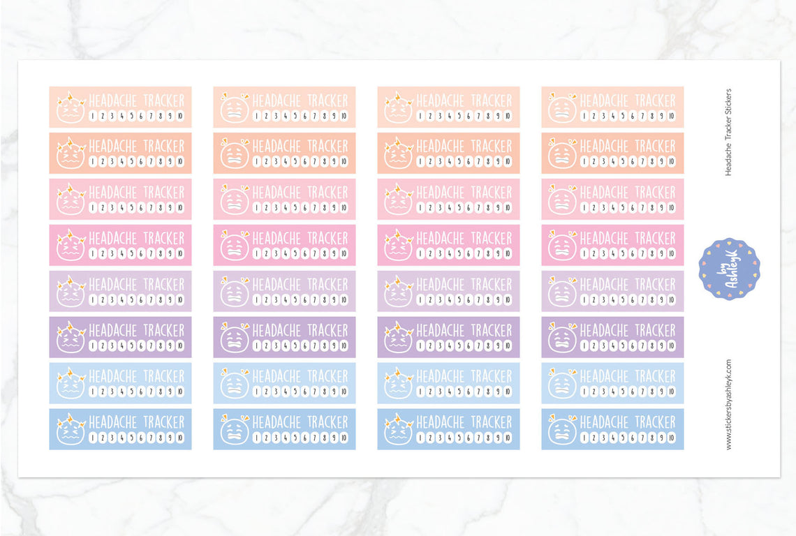 Headache Tracker Planner Stickers - Pastel Sunset
