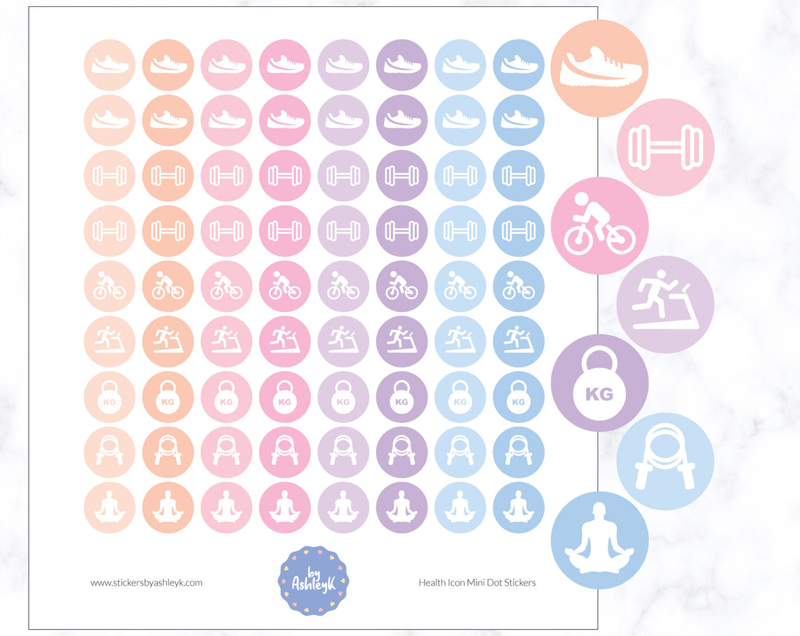 Health Icon Mini Dot Planner Stickers