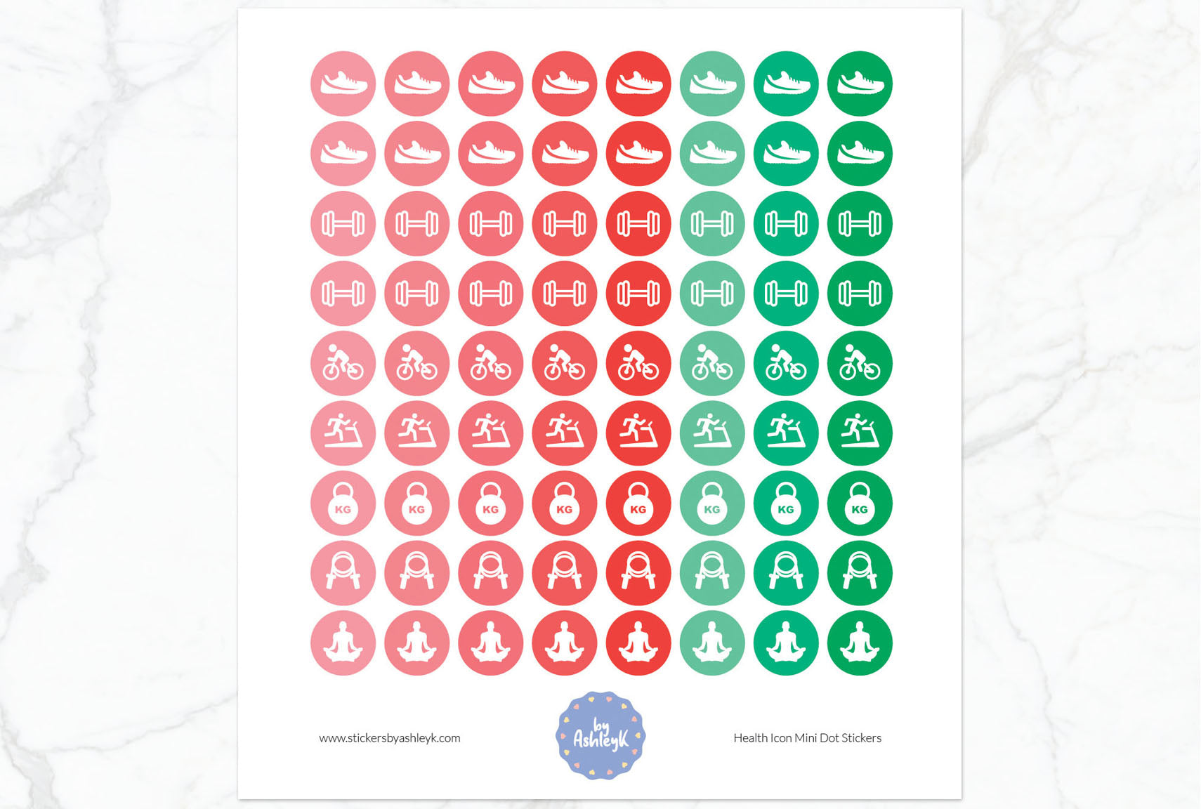 Health Icon Mini Dot Planner Stickers - Watermelon