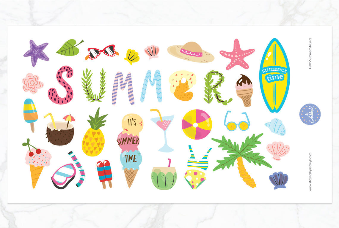 Hello Summer Decorative Stickers