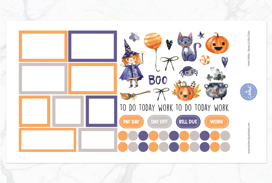 Hello Witch Weekly Spread Stickers - Boxes & Mini Dots